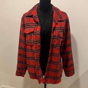 Brushed flannel button down jacket